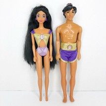 Disney Water Jewel Magic Aladdin and Jasmine 11” Doll Figures Princess  - £20.11 GBP
