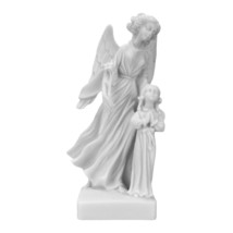 Guardian Angel with a Girl Kid Protective Angel Cast Marble Statue Sculpture - £29.77 GBP