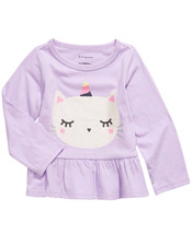 First Impressions Infant Girls Caticorn Peplum Hem T-Shirt,Lavendula,3-6... - $15.60