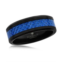 Black Tungsten Ring - Blue Carbon Fiber - £59.99 GBP