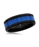 Black Tungsten Ring - Blue Carbon Fiber - $1,376.72 MXN
