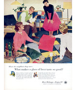 Beer Belongs, Large 1956 Magazine Ad with Art by Pruett Carter - $8.00