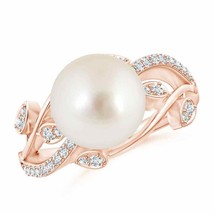 ANGARA South Sea Pearl Olive Leaf Vine Ring for Women, Girls in 14K Solid Gold - £1,459.41 GBP