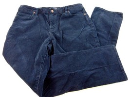 Lands End Blue Corduroy Mid Rise Straight Leg Jeans 14 - £13.72 GBP