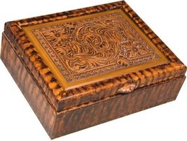 Box American West Lodge Hinged Lid Chestnut Resin Hand-Painted Hand-Cast - £286.07 GBP