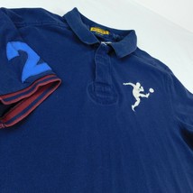 Ralph Lauren Rugby Blue Polo Golf Shirt Sz L #2 Big Player Logo - £39.95 GBP