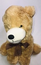 Dan Dee Collectors Choice Dog Puppy Plush 14” Tan Stuffed Animal Brown Bow - £10.77 GBP
