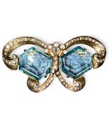 Eisenberg Original Sterling Art Deco Butterfly Brooch Gold Plated Aquama... - $890.99