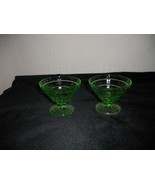2 Hocking Glass Co. Uranium Green Block Optic Cone-shaped Sherbets - $206.79 MXN