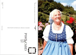 Vermont Stowe Maria Von Trapp Blue Dress Red Pink Flowers VTG Postcard - £7.39 GBP