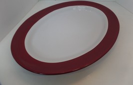Simple Additions by Pampered Chef Ceramic Serving Platter Cranberry &amp; White 19&quot;L - £23.36 GBP