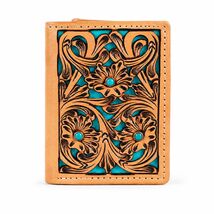 Wallet Men's Western Tri-Fold Wallet Cowhide Floral Tooled Leather 18FKW... - $44.54