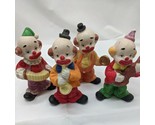 Set Of (4) 5&quot; Porcelain Clowns In A Band Instruments Saxophone Cymbals G... - $23.75