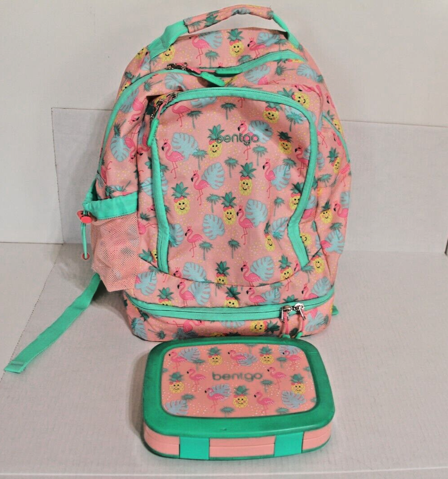 Primary image for Bentgo Lunch Bag Backpack Kids Tropical Bento Box Style Teal Coral/Pink Colors
