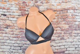 Victorias Secret 34D Swim The Hottie Halter bikini Top Black Push Up Strappy - £28.74 GBP