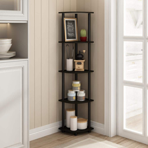 5-Tier Corner Shelf Bookcase Open Storage Black/Espresso 57.7in Home Fur... - $35.06
