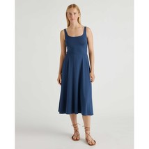 Quince Womens Tencel Jersey Fit &amp; Flare Dress Pockets Stretch Navy Blue S - $33.68