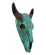 Ebros 10&quot; Steer Bison Buffalo Cow Skull Turquoise Floral Lace Wall Decor... - £33.87 GBP