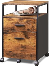 DEVAISE 2 Drawer File Cabinet, Mobile Printer Stand with Open Storage Shelf, - £62.34 GBP