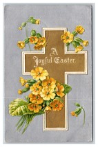 Joyful Easter Flowers Cross Gilt Embossed Unused DB Postcard H27 - £3.61 GBP