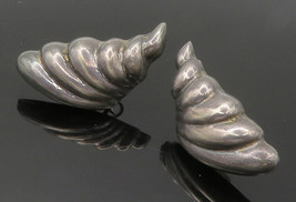 TAXCO 925 Silver - Vintage Handmade Fluted Wing Motif Drop Earrings - EG7538 - £46.37 GBP