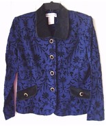 Pre-Owned Jessica Howard Women&#39;s Velvet Pattern Top Blue Size 10 - £11.69 GBP