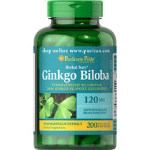 Puritan&#39;s Pride Ginkgo Biloba Standardized Extract 120 mg-200 Capsules.. - £31.64 GBP