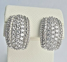 Judith Ripka 925 Sterling Silver Pav&#39;e Cz Designer Dressy Earrings - £71.67 GBP