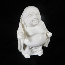 Blanc de Chine Happy Smiling Buddha Japan Standing Carrying Knapsack Fan... - $29.69