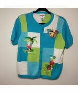 Women&#39;s Breckenridge Cocktail Tropical Whimsy Short Sleeve Cardigan Vaca... - €20,11 EUR