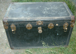 Antique Eagle Lock Company Vintage Steamer Trunk Chest - £125.86 GBP