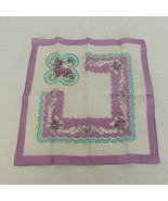 Vintage ladies handkerchief lilac color flower pattern square light weig... - $366.64 MXN