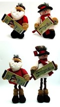 Fabric Burlap Stuffed Santa or Snowman with Expandable Legs - £42.82 GBP