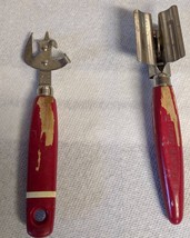 Vintage red handle can opener and knife sharpener - £23.99 GBP