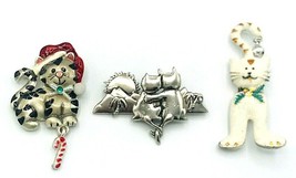Lot Of 3 Kitty Cat Brooches Pins One Signed AJMC - £14.28 GBP