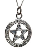 Elfenschutz-Anhänger Pentacle Spell Wording Wicca Pagan Pentagram 925 Silber - £25.55 GBP