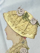 1800&#39;s Die Cut Pattern Ruffled Fabric Dress Bride W/Bouquet Handmade Paper Doll - £31.71 GBP