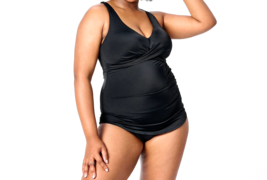 Kim Gravel x Swimsuits For All Sarong One-Piece Swimsuit-  Onyx, Plus 20 - £20.71 GBP