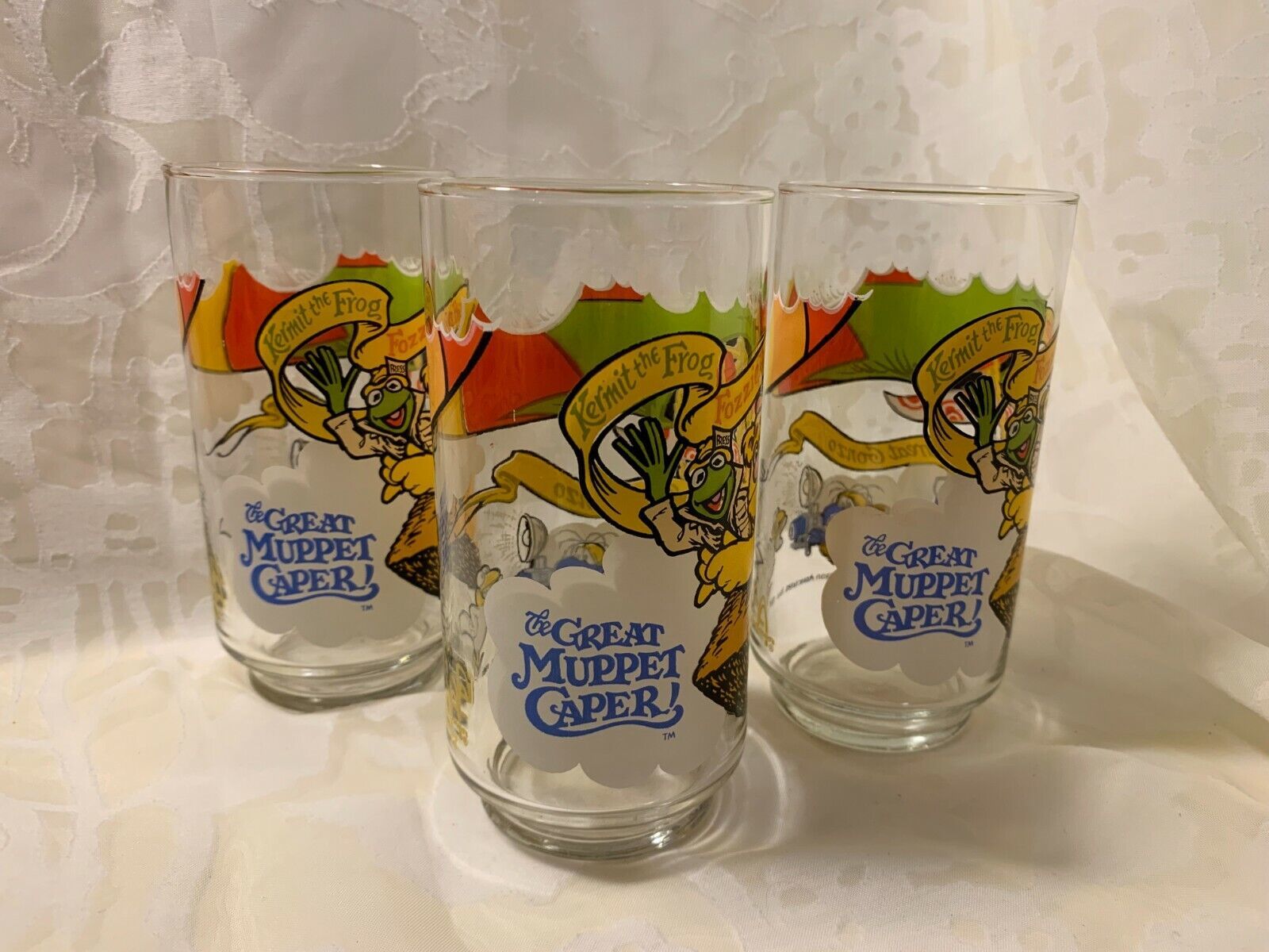 Primary image for 3 Vintage 1981 McDonald's Glasses The Great Muppet Caper! Kermit Fozzie Gonzo