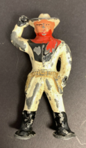 Vintage Barclay Pod Foot Cowboy in White Lead Toy  [e-09] - $14.10 CAD