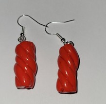 Licorice Earrings Silver Wire Red Thick Rope Candy Chewy Kids Snack - £6.73 GBP