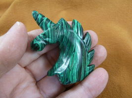 Y-UNIH-701) green Unicorn head rearing GEMSTONE carving figurine chess s... - $24.99