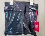 Justice Active Size L 12/14 Blue Shimmer Yoga Shorts Rutched NWT Dance G... - $14.84