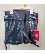 Justice Active Size L 12/14 Blue Shimmer Yoga Shorts Rutched NWT Dance G... - $272.54 MXN