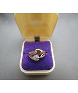 VTG 10K Plum Diamond Rose Gold Ring Size 6.5 Leaf Heart 3.17 Grams Tri C... - £103.60 GBP
