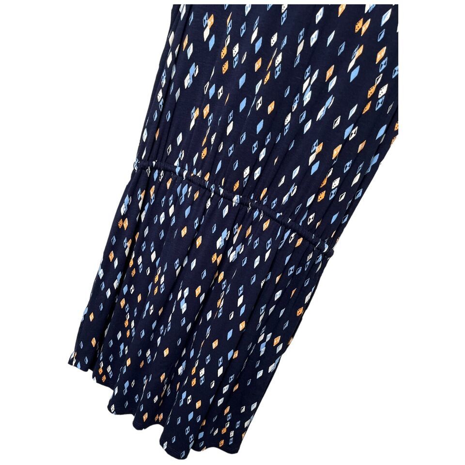 New Metaphor Geometric Diamond Sleeveless Drawstring Waist Shirt Dress Navy M Item image 6