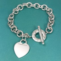 Tiffany &amp; Co Blank Heart Tag Toggle Charm Bracelet in Sterling Silver - £276.47 GBP