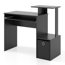 Space-saving Computer Desk with Pull-out Keyboard Tray-Black - Color: Black - $2,105.38 MXN