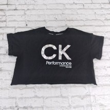 Calvin Klein Performance T Shirt Women Large Black Crop Cuffed Sleeve Athleisure - £14.16 GBP