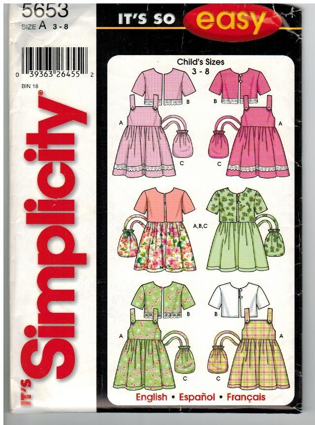 Simplicity It's So Easy Uncut Sewing Pattern #5653 Child's Sundress Jacket Purse - $5.70